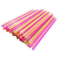 Kbraveo 500PCS 8.3" Long Plastic Straws, Neon Plastic Straws,Colored Disposable Straws
