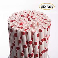 Biodegradable Paper Straws Drinking Disposable Eco-Friendly Straws Bulk for Birthday,Cake Pops Sticks,Baby Showers,Parties Supplies,Wedding Decorations 150 Pack