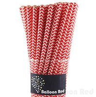 Biodegradable Paper Drinking Straws (Premium Quality), Pack of 100, Chervon - Red