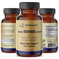 Blood Sugar Support - Green Rooibos Extract with Ceylon Cinnamon and Alpha Lipoic Acid - 2 Month Supply (180 Veggie Capsules) - WellnessCo