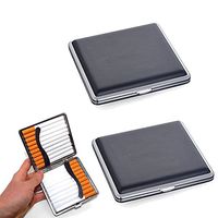 TraderPlus 2Pcs Black Slim Cigarette Storage Case Tobacco Box Holder