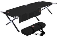 Camping Cot - Folding Military / Army Camp Bed for Adults - Portable & Heavy-Duty Sleeping Cots for Camping, Hunting & Backpacking - Foldable - Free Organizer & Storage Bag (Black - Large - 75" x 25")