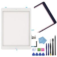 FeiyueTech White iPad 6th Gen 2018 A1893 A1954 Touch Screen Digitizer Replacement Front Glass Assembly -Includes Home Button+Camera Holder+PreInstalled Adhesive + Tools kit
