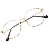 Gaoye Computer Blue Light Blocking Glasses for Women/Men,TR90 Lightweight Retro Metal Frame Anti Glare UV Filter Lens - 0.0 Magnification (Gold Frame/Transparent Lens/Black Leg)
