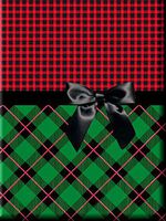 Scotish Plaid Red Green Black Gift Wrap Wrapping Paper-15ft Roll w. 10 Multi Color Gift Tags