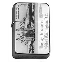 Silver Flip Top Oil Lighter Vintage Poster D-188 The Day The Saucers Visited Washington D.C.