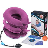 Health Cervical Neck Traction Device - FDA Registered - Inflatable & Adjustable Neck Stretcher Collar, Instant Pain Relief for Chronic Neck and Shoulder Pain ✮ Bonus Therapy Massage Ball (Purple)