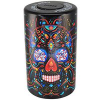 Vac Stash Vacuum Sealed Herb, Spice, Tobacco Jar with Printed Design - Black Sugar Skull