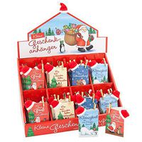 Depesche 8625 Weihnachtsgeschenkanhänger mit Klammer 4er-Set (4 Stück) - 4 Verschiedene Ausführungen im Set - 4 Karten mit ver