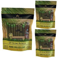 King Palm Slim Size Natural Pre Wrap Palm Leafs (3 Packs, 75 Rolls)