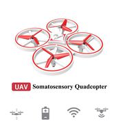 TSXGJ Smart Watch Quadcopter, Gravity Sense UFO Mini Drones, Pneumatic LED Lighting Gesture Remote Control Four Axis Smart Drone Remote Gesture Interactive Aircraft RC Gift (White & Red)