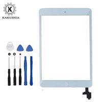 KAKUSIGA Compatible with ipad Mini/iPad Mini 2 Touch Screen Digitizer Complete Assembly with IC Chip Flex Cable Home Button Camera Bracket Pre Assembled, Adhesive and Repair Tool Kits (White)