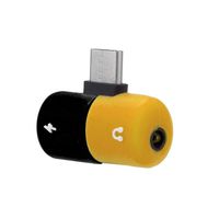Mini Cute Charger Type-C Adapter For Samsung Galaxy Note 10 Plus, Charging Type C To Earphone 3.5mm Audio Cable Charger Adapter Splitter For Samsung Galaxy Note 10+ (Black+Yellow)