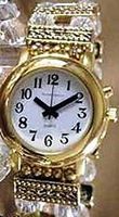 Elegance Collection- Talking Watch with Alarm Gold Tone and Deluxe Beaded Band