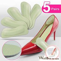 Heel Grips Pads Leather Liner Cushions Inserts for Loose Shoes,Shoe Pads for Shoes Too Big 5pairs (Beige)