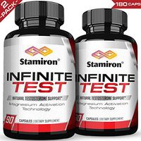 (2-Pack) Stamiron Infinite Test Natural Testosterone & Nitric Oxide Boost for Men for Building Lean Muscle Mass, Strength, Endurance, and Natural Energy Premium Test Boost 90 Capsules