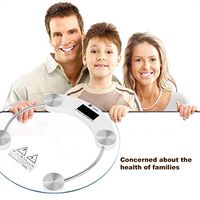 Body Weight Scale LCD Screen Round Glass Bathroom Scale, 400lb/180kg [US Stock]
