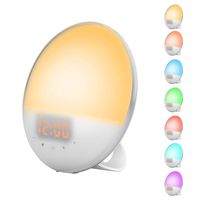 ONEVER Wake- Up Light, Alarm Clock 7 RGB Colored Sunrise Simulation & Sleep Aid Feature, Dual Alarm Clock with FM Radio, Snooze Function for Kids Adults Bedrooms