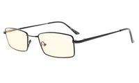 Eyekepper Memory Titanium Bridge Computer Glasses 50% Blue Light Blocking Eyeglasses Amber Tinted Lenses (Black,+0.00)