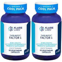 Klaire Labs Ther-Biotic Factor 1 Probiotic - 20 Billion CFU Lactobacillus rhamnosus with Inulin, The Original Hypoallergenic Probiotic for Men & Women, Dairy-Free Gut Support (60 Capsules, 2 Pack)