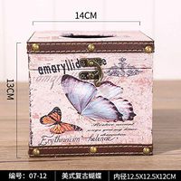 T-ZJHC European Wooden roll Paper Box Desktop Round Paper Towel Tube Home Living Room Paper Towel Box, Lake Blue Square roll Paper Barrel -0712