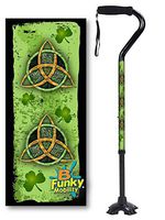 Adjustable Walking Cane Foam Handle Quad Footed Four Pointed Cane Tip Irish Triquetra Design