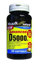 Mason Natural, Vitamin D-3, 5000 iu Advanced Formula Softgels, 50-count Bottle, Dietary Supplement Supports a Healthy Immune System and Strong Bones