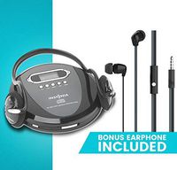 Portable CD Player Headphone & (Earphone NEW) Included - Skip Protection for CD, CD-R, CD-RW Black/Charcoal