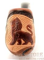 Tobacco Pipe Finished for Tobacco Smoking, 14cm Tobacco Smoking Pipe Lion Zodiac fits 9mm Cooling Filter, Color Brown