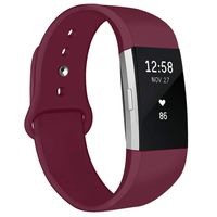 NAHAI Bands Compatible with Fitbit Charge 2, Soft Silicone Replacement Bands Adjustable Sport Wristbands Strap Accessories for Fitbit Charge 2, Women Men, Large, Wine Red