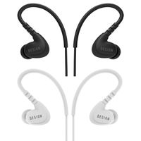 Besign SP02 Wired Earphones, 2-Pack 3.5mm Stereo Sports Running Earbuds, Headsets, Headphones with Mic and Remote Control for Smartphones, Tablets, Mp3 Players (Black and White)
