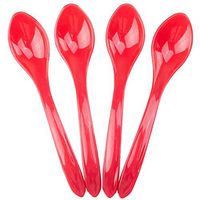Curved Plastic Ice Cream Spoons - Red Disposable Dessert Spoons - 5.75 Inch Birthday Party Spoons - Frozen Dessert Supplies - Fast Shipping! 25 Count