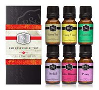 Far East Set of 6 Premium Grade Fragrance Oils - Ylang Ylang, Green Tea, Lotus Blossom, Orchid, Bamboo, Peony