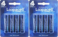 Loopacell AA Ni-MH 2700mAh Rechargeable Batteries (Pack of 8)
