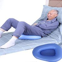 Portable Air Inflation Blue Bed Pan,Bedridden Elderly Inflatable Stool Bedsore Toilet,Washable,2Pcs