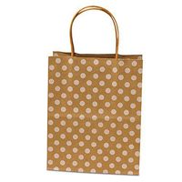 Panda Party Supplies Twisted Handle Natural Kraft Polka Dot Paper Shopping Gift Bags (12)