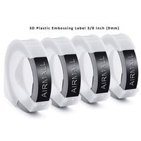 Airmall 4 Rolls Replace Dymo Embossing Tape 3D Plastic Label Tapes 520109 Black Glossy Finish Self-Adhesive Label for Embossing Label Makers, 3/8 Inch x 9.8 Feet