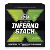 PMD Sports Six Week Inferno Stack - Maximum Strength Fat Burner and CLA Omega Fatty Acid to Lose Fat Fast and Increase Muscle Tone - Arsenal X Inferno/120 Liquid Gels, Omega Cuts Elite/180 Softgels