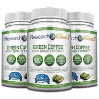 Green Coffee Bean Extract - Three Month Supply - 100% Pure by Research Verified - 50% Chlorogenic Acid - 365 Day 100% Money Back Guarantee - Try Risk Free for Fast and Easy Weight Loss