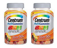 Centrum MultiGummies Adults 50+ Crafted for 50+ for Heart Brain and Bone Support MultiVitamin/MultiMineral in Natural Cherry Berry and Orange Flavor (120 Gummies) Pack of 2