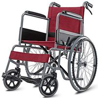 Folding Wheelchair Wheelchair Folding Portable Trolley Old People Travel Scooter with Hand Brake for The Aged The Disabled Red Can Bear120kg Push Type