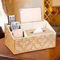 T-ZJHC Multi-Function Tissue Box Living Room Coffee Table Paper Remote Control Storage Box Creative Simple and Lovely, Jinbi Embossed Flowers