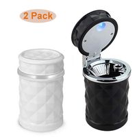 Elite Brands USA Car Cupholder Travel Ashtray with Lid and LED Light, Ideal Decorative Cigar Ash Bucket, Cigarette Ashtray, Car Waste Bin, Value Pack of 2