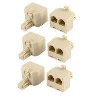 uxcell RJ11 6P4C Male to 2 Female Jack Telephone Phone Line Y-Splitter 6 Pcs