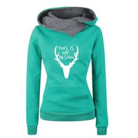 BIKETAFUWY Women Hoodie Sweatshirt Long Sleeves Cowl Neck Pullover Christmas Deer Printed Tunic Top Green