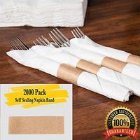 MM Foodservice Self Sealing Napkin Band, Pack of 2000 Self-Adhering Paper Napkin Band (Kraft)
