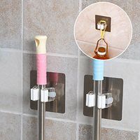 3pcs Bathroom Brush Broom and Mop Holder Storage Tidy Organiser Wall Rack Portable Sucker Mop Clip