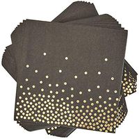 Gold Foil Polka Dot Party Dinner Napkins (Black, 50 Pack)