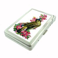 Perfection In Style Metal Cigarette Case with Built in Lighter Vintage Birds Design 006