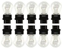EIKO 3157 12.8V and 14v Double Filament, Plastic Wedge Base, Taillight,Turn Signal, Parking or Brake Light Bulb (Pack of 10)